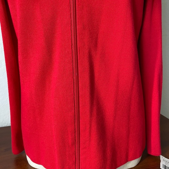 Berek Red Sweater Gold Beads Shawl Collar Fill Zip - Picture 3 of 11